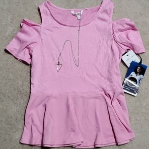 Girls sz large peplum cut out top